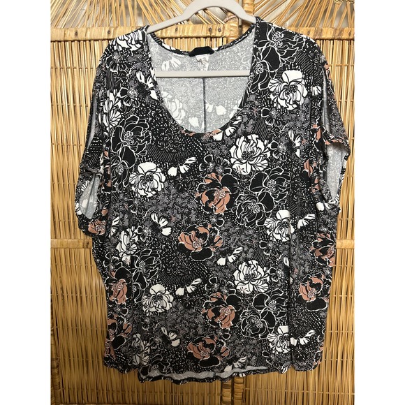 Always A.Line‎ Top Womens OX Cold Shoulder Style Stretchy Plus - Picture 1 of 8